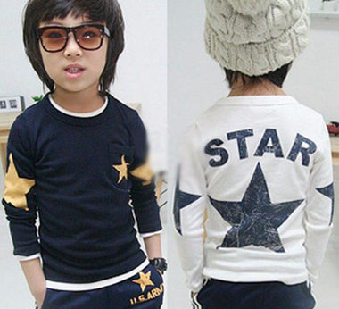 Star Print Long Sleeve Tops